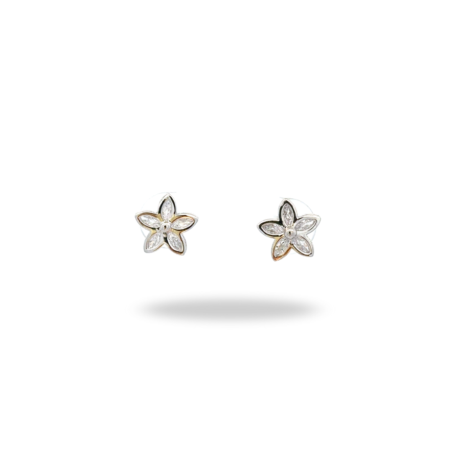 Aretes Flor de Zirconias – Plata 925 con rodio