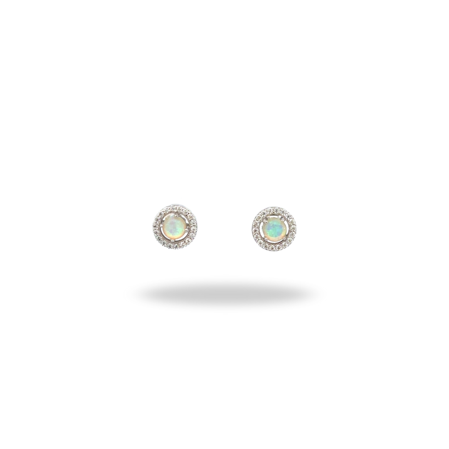 Aretes Halo Ópalo – Plata 925 con rodio