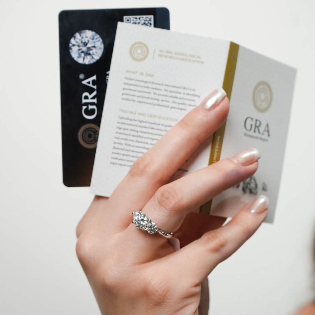 Anillo Promesa Trilogía – Plata 925 con rodio y moissanitas certificadas