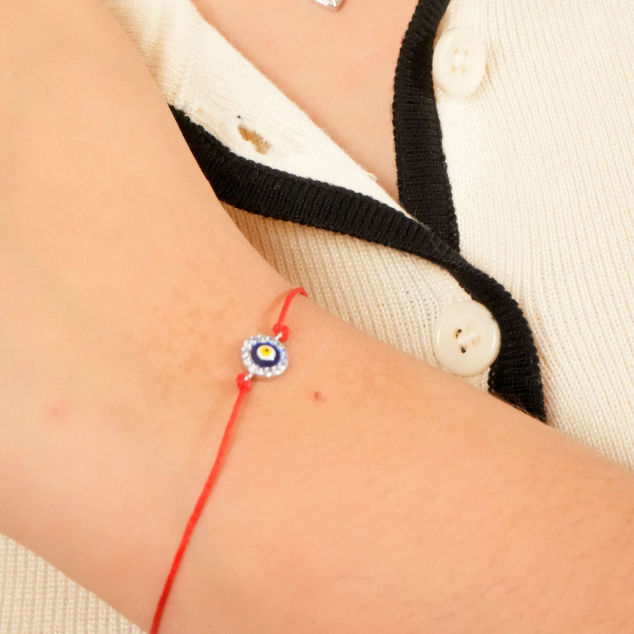 Pulsera Amuleto  Evil Eye – Hilo rojo con dije en Plata 925 y rodio