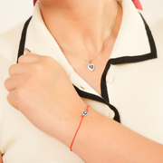 Pulsera Amuleto  Evil Eye – Hilo rojo con dije en Plata 925 y rodio