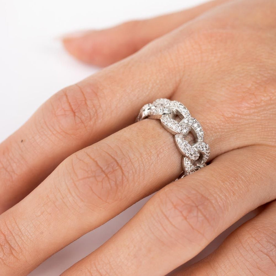 Anillo Cadena Cubana en Plata 925 – Eslabones con actitud