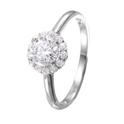 Anillo Cúmulo de Circonitas Redondas en Plata 925 – Brillo central