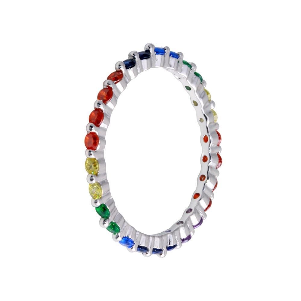 Anillo Eternity Arcoíris Delgado en Plata 925 – Color continuo