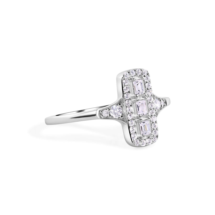 Anillo Rectangular con Circonita Baguette en Plata 925 – Estilo atrevido