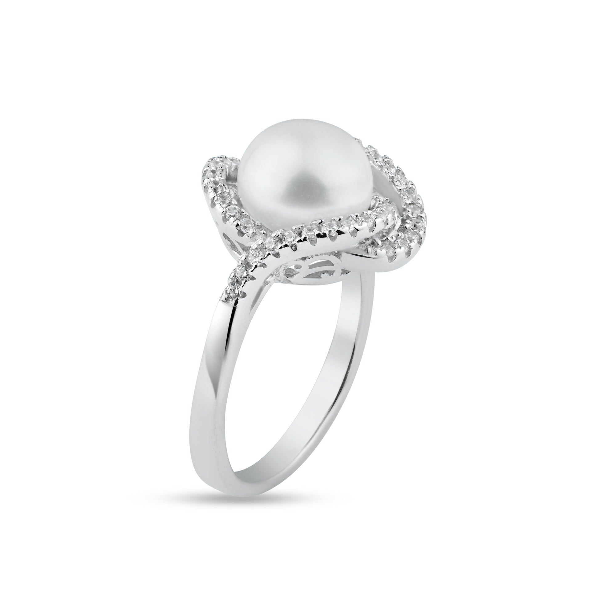 Anillo con Perla Blanca y Circonitas en Plata 925 – Elegancia atemporal