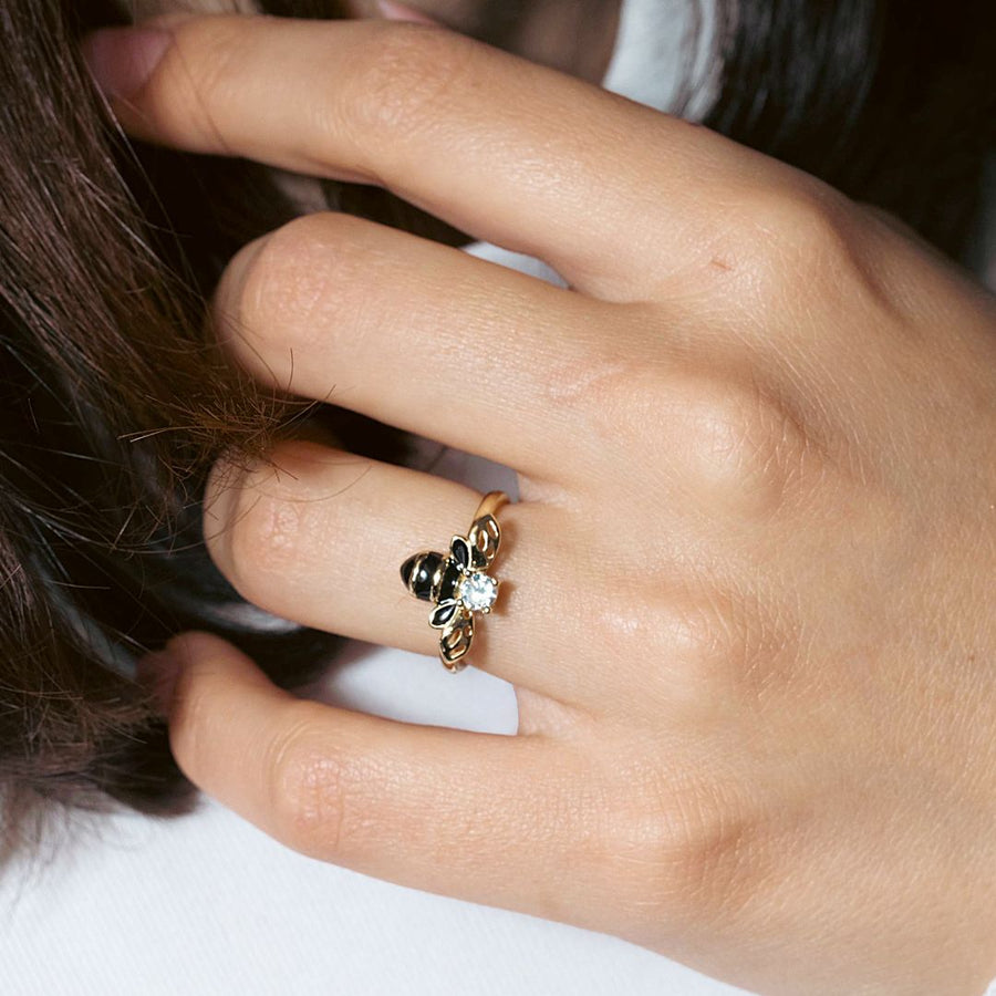 Anillo Abeja Chapado en Oro en Plata 925 – Alas de brillo