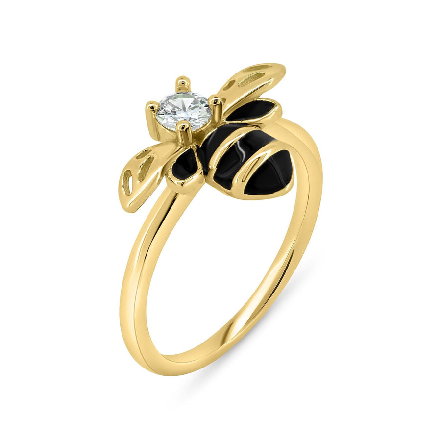 Anillo Abeja Chapado en Oro en Plata 925 – Alas de brillo