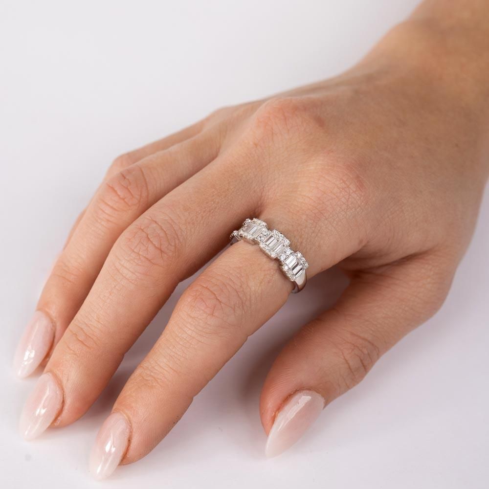 Anillo Cinco Estaciones Baguette en Plata 925 – Brillo lineal