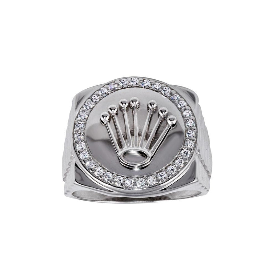 Anillo Sello Corona para Caballero – Plata .925 con rodio