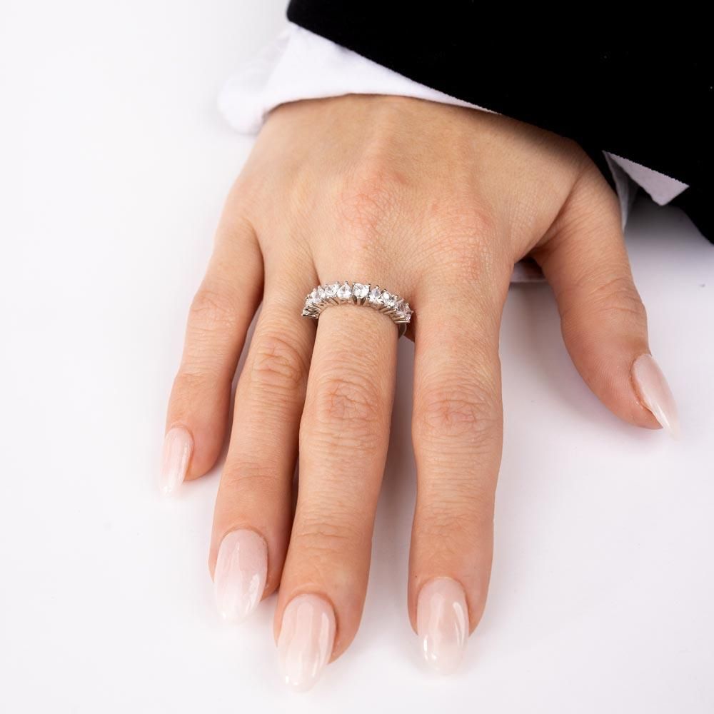 Anillo Semi Eternity de Corazones en Plata 925 – Amor que brilla
