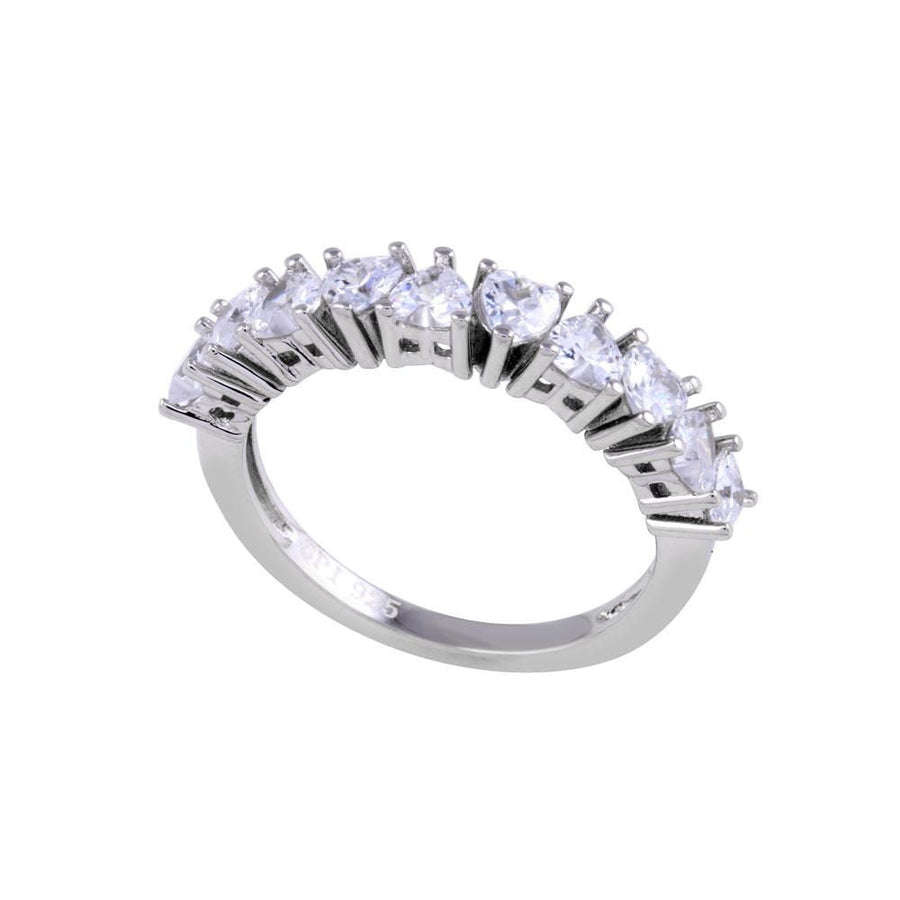 Anillo Semi Eternity de Corazones en Plata 925 – Amor que brilla