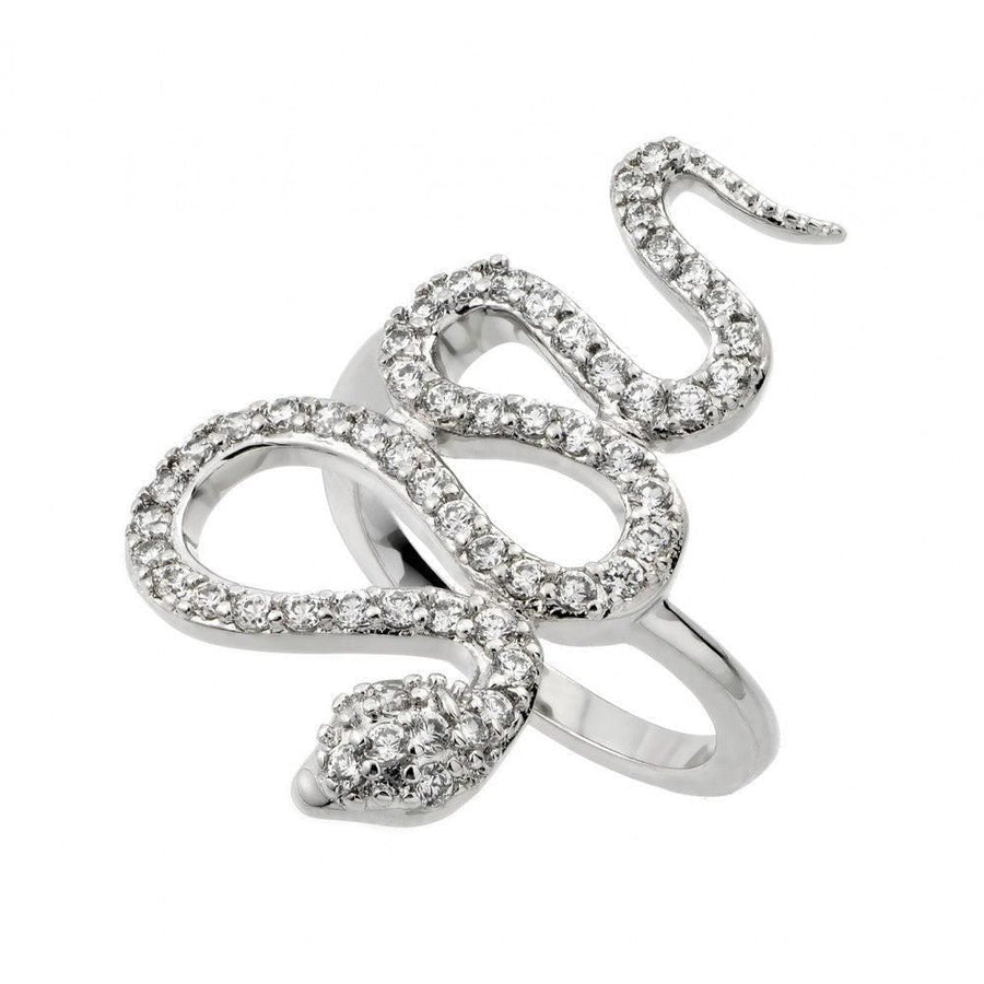 Anillo Serpiente Blanca en Plata 925 – Brillo transparente