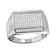 Anillo Rectángulo Pavé para Caballero – Plata .925 con rodio