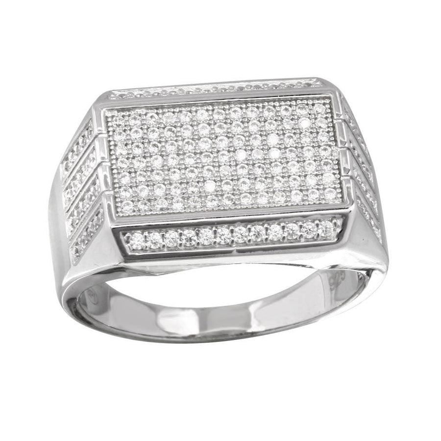 Anillo Rectángulo Pavé para Caballero – Plata .925 con rodio