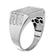 Anillo Rectángulo Pavé para Caballero – Plata .925 con rodio