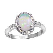 Anillo de Ópalo Sintético en Plata 925 – Brillo iridiscente