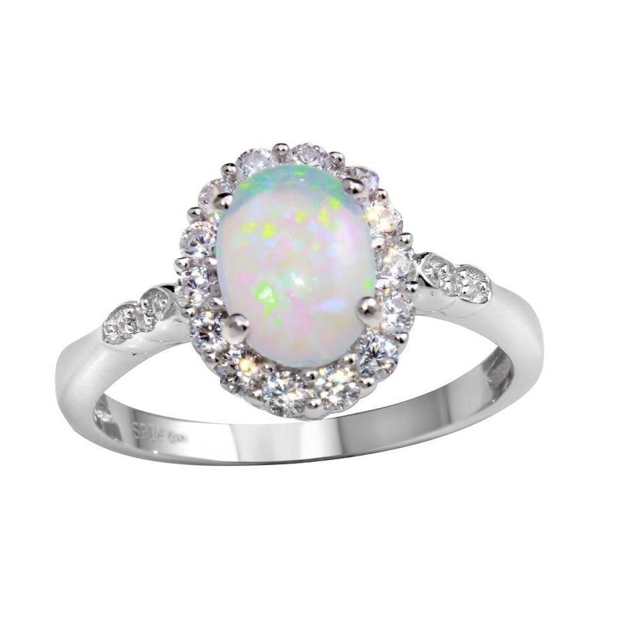 Anillo de Ópalo Sintético en Plata 925 – Brillo iridiscente