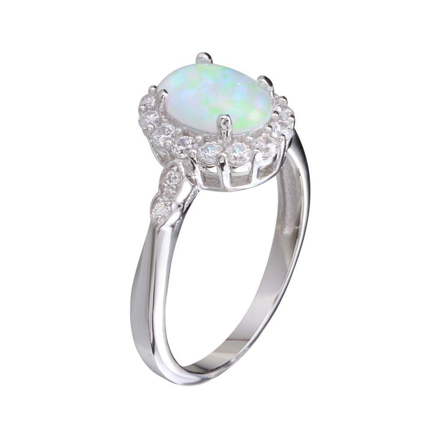 Anillo de Ópalo Sintético en Plata 925 – Brillo iridiscente