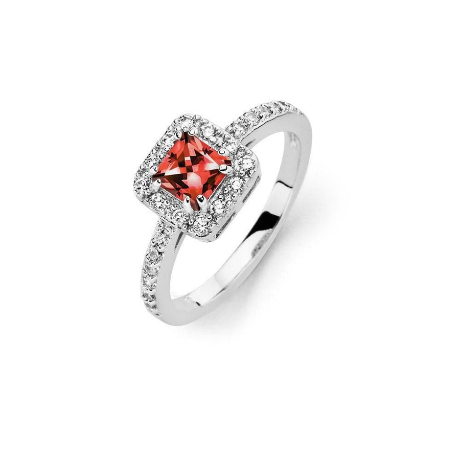 Anillo Solitario Micro Pavé Roja en Plata 925 – Brillo intenso