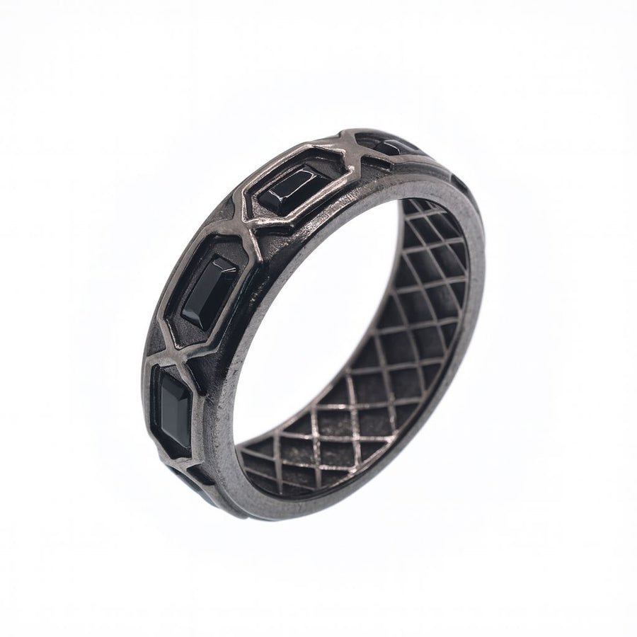 Anillo Baguette Negro para Caballero – Plata .925 con rodio