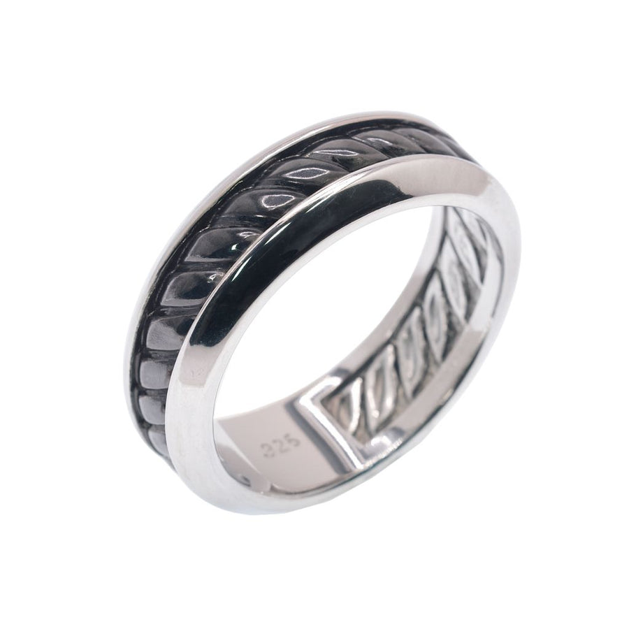 Anillo Torzal Negro para Caballero – Plata .925 con rodio