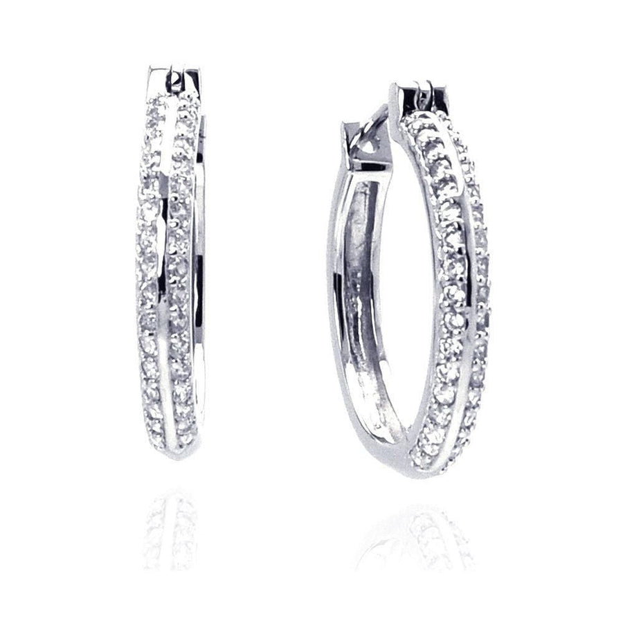 Arracadas en Plata 925 con Rodio y Zirconia – Diseño Doble Canal