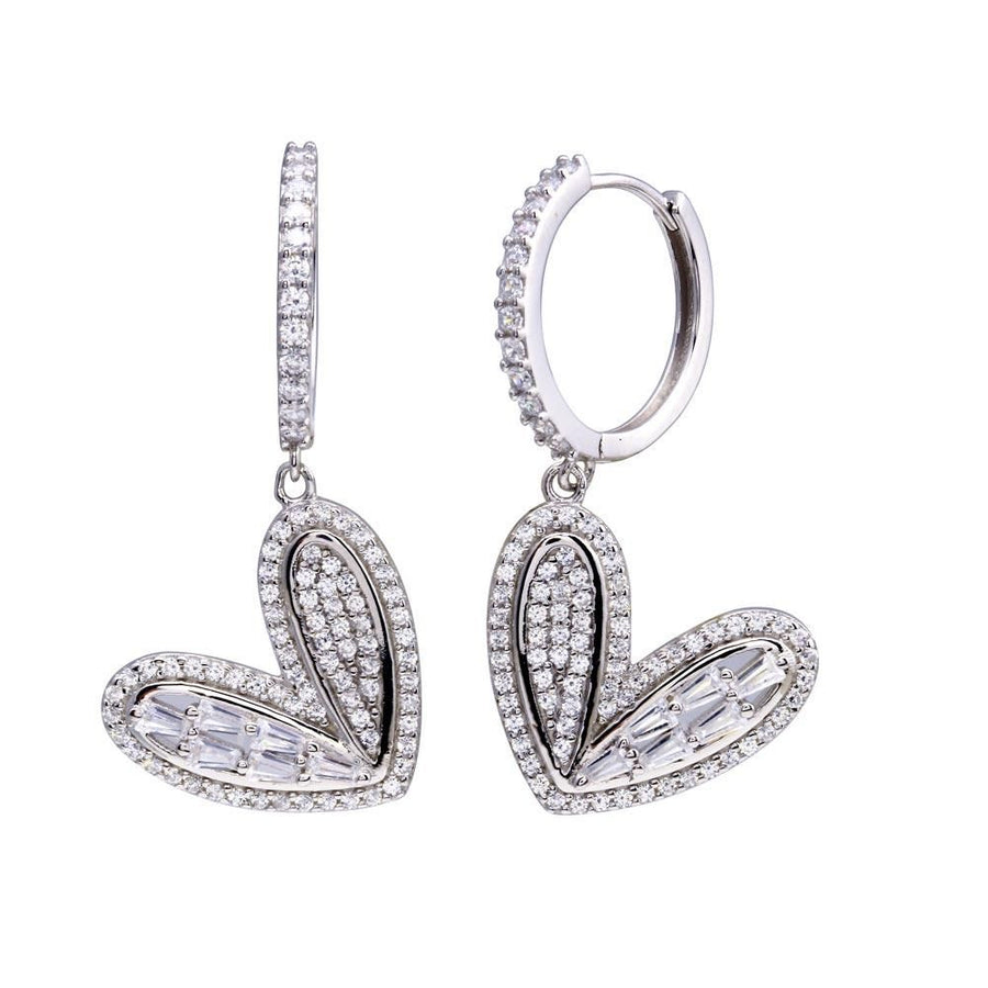 Aretes Corazón Colgantes con Zirconia en Plata 925 – Brillo romántico