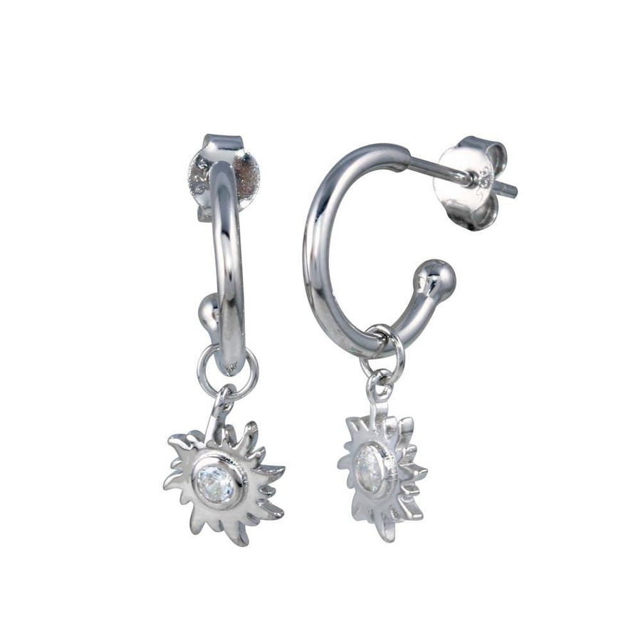 Aretes Aro con Colgante de Sol en Plata 925 – Encanto celestial