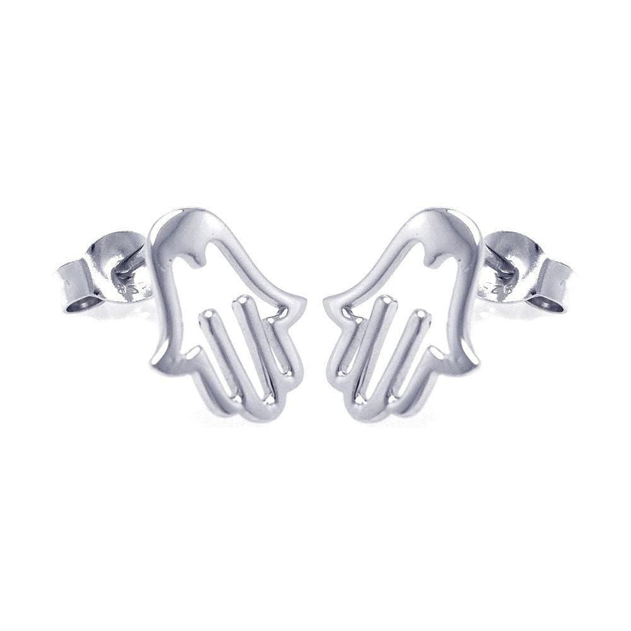 Broqueles Mano Hamsa Abierta en Plata 925 – Símbolo de protección