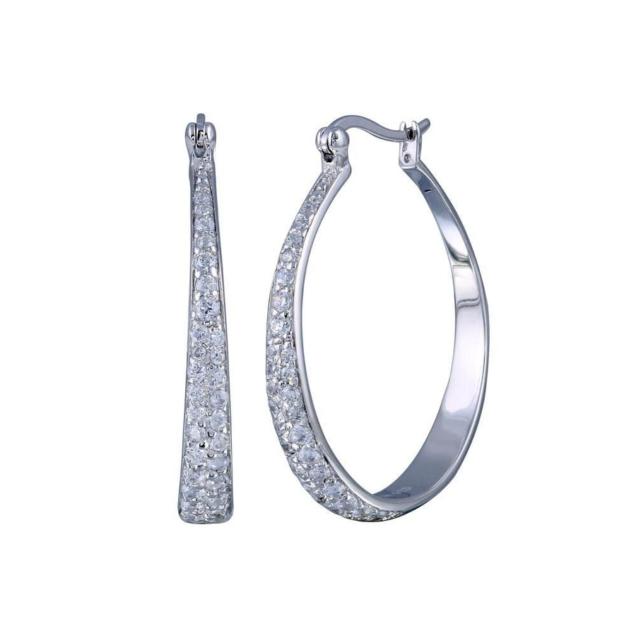Aretes Aro Micro Pavé de Grosor Ascendente en Plata 925