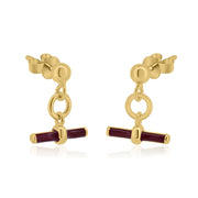 Aretes Barra Roja en Plata 925 con Baño de Oro – Color que brilla