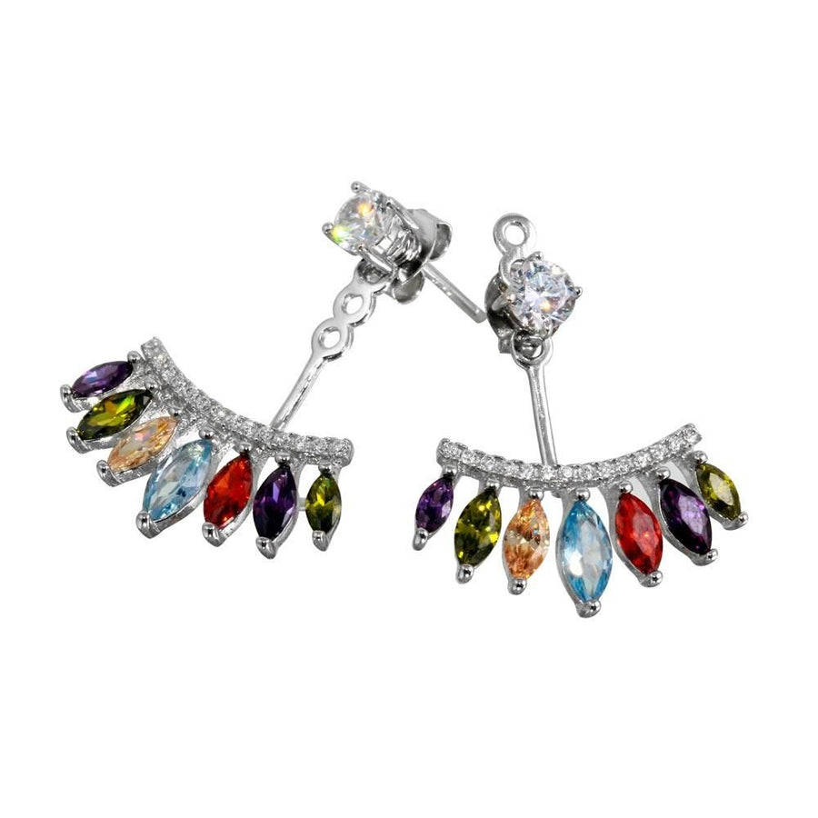 Aretes Delanteros y Traseros Multicolor en Plata 925 – Encanto vibrante