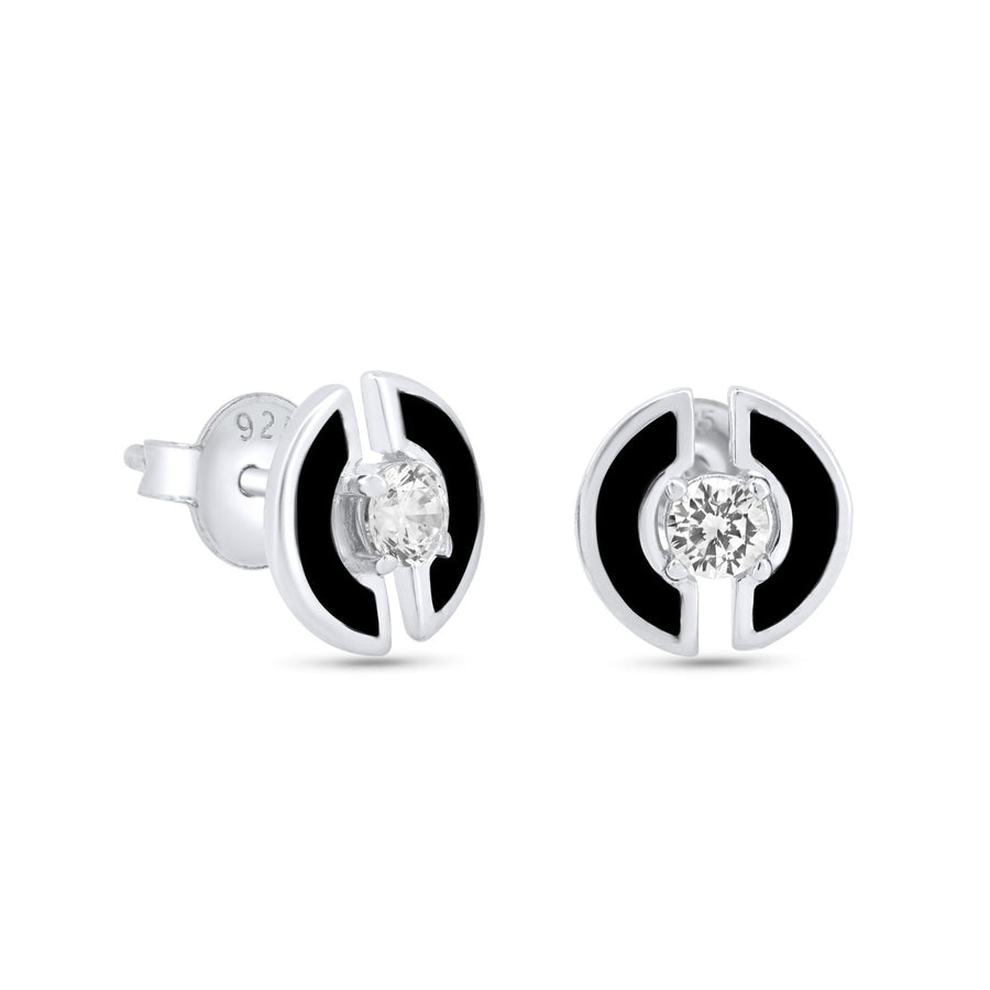 Broqueles Blanco y Negro en Plata 925 – Contraste divertido