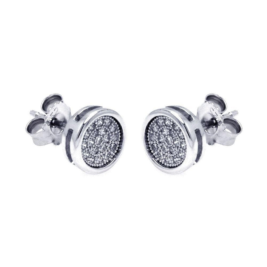 Aretes de Plata 925 con acabado en rodio y circonias blancas en pavé redondo