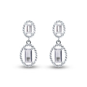 Aretes de plata con zirconias corte baguette – Doble caída
