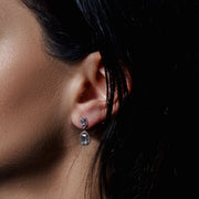Aretes de plata con zirconias corte baguette – Doble caída