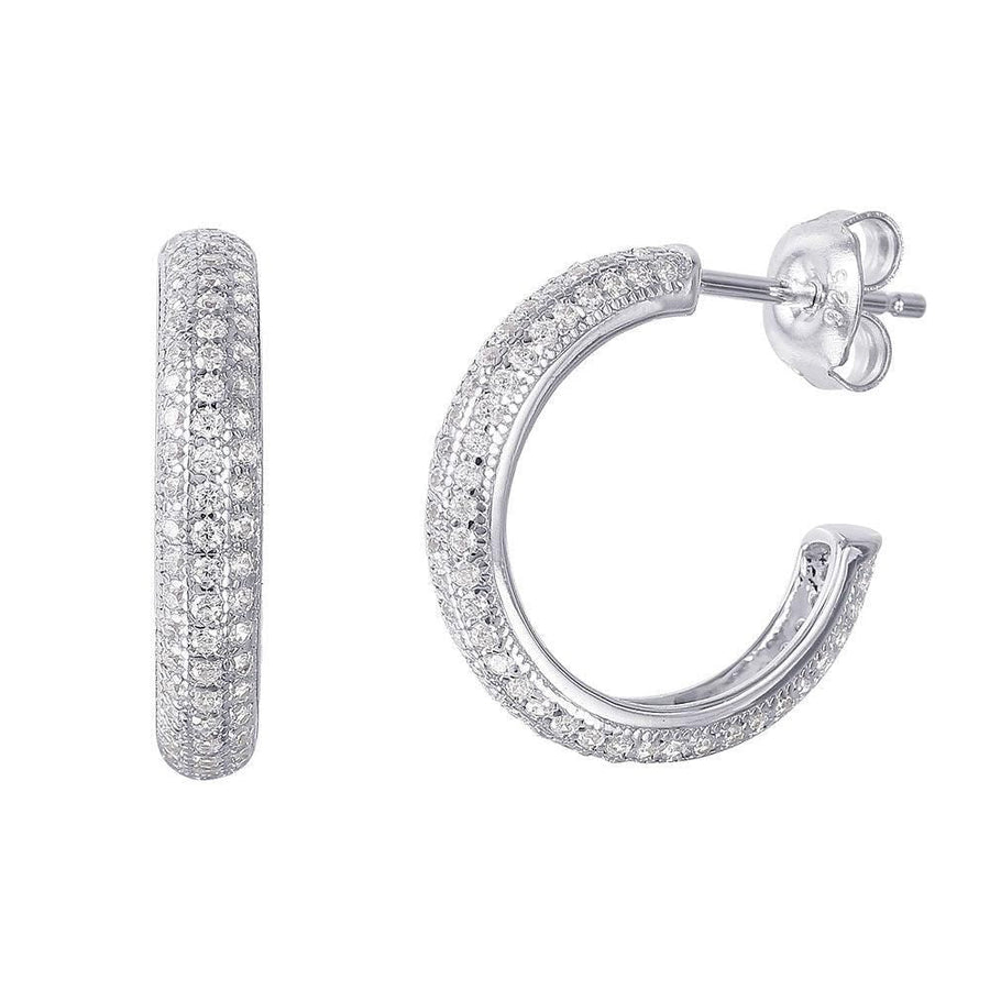 Aretes Aro con Circonitas en Plata 925 – Brillo clásico