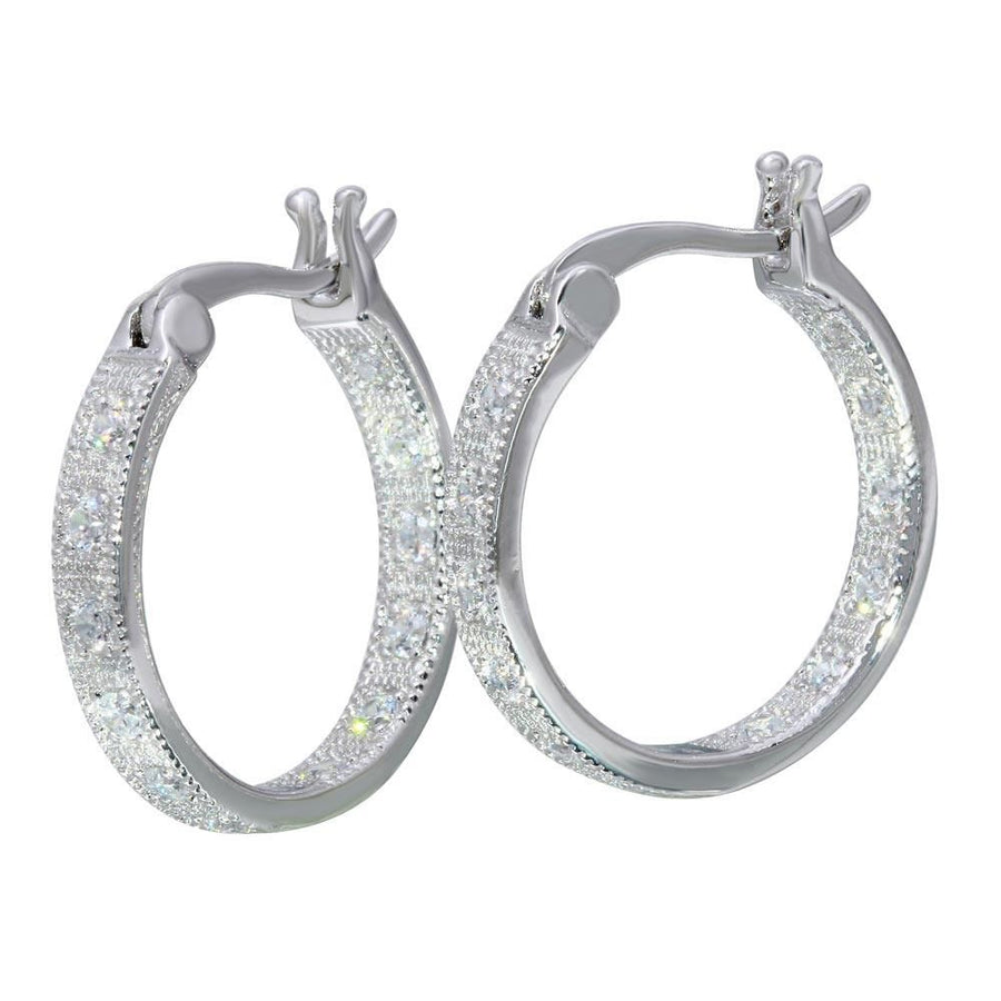 Arracadas de Plata con Rodio y Circonias con Textura Vintage
