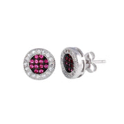 Broquel redondo en plata .925 con halo de Zirconias blancas micro pave