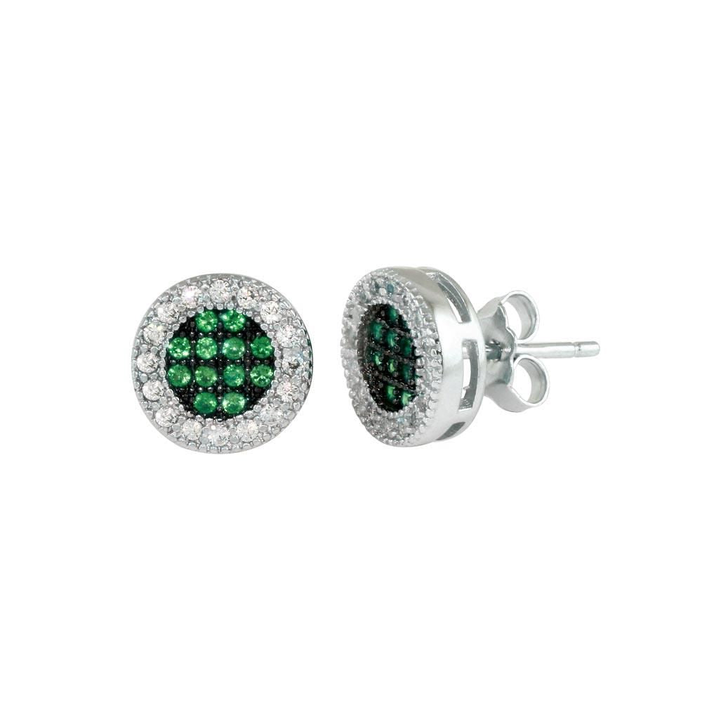Broquel redondo en plata .925 con halo de Zirconias blancas micro pave