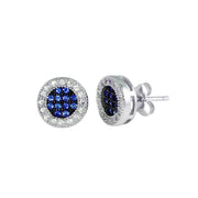 Broquel redondo en plata .925 con halo de Zirconias blancas micro pave