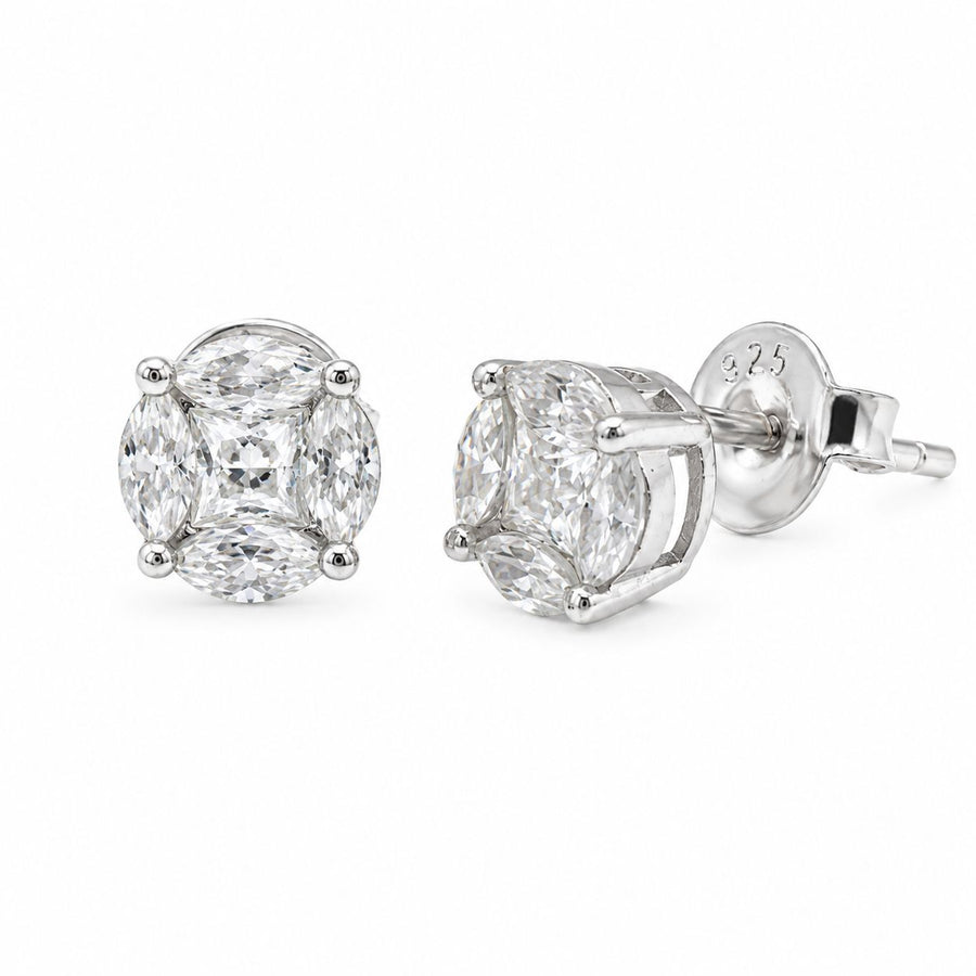 Broqueles de Moissanita en Plata 925 – Brillo con halo