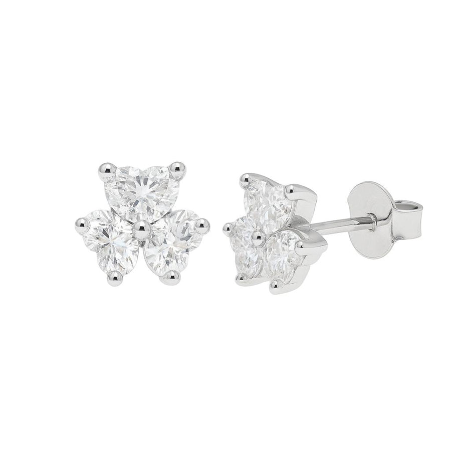 Broqueles Tres Corazones con Moissanita en Plata 925 – Amor brillante