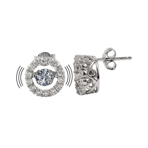 Broqueles Redondos con Zirconia en Plata 925 – Brillo danzante