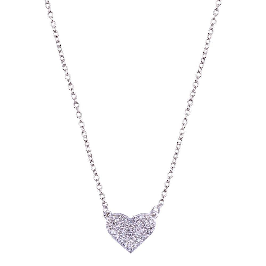 Collar Corazón Pavé de Circonitas Cúbicas - Plata 925 con Rodio