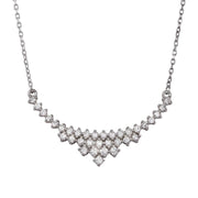 Collar Nupcial Curvo con Circonitas en V - Plata 925 con Rodio