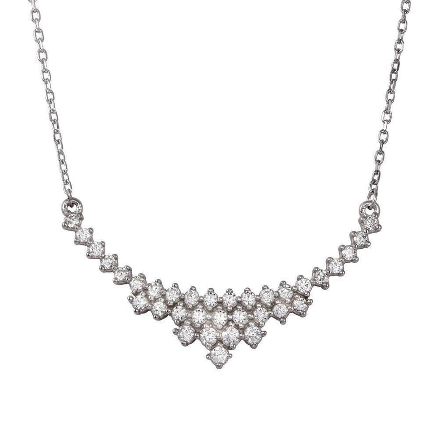 Collar Nupcial Curvo con Circonitas en V - Plata 925 con Rodio