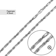 Cadena Figarope de 4,6 mm en Plata 925 – Textura trenzada