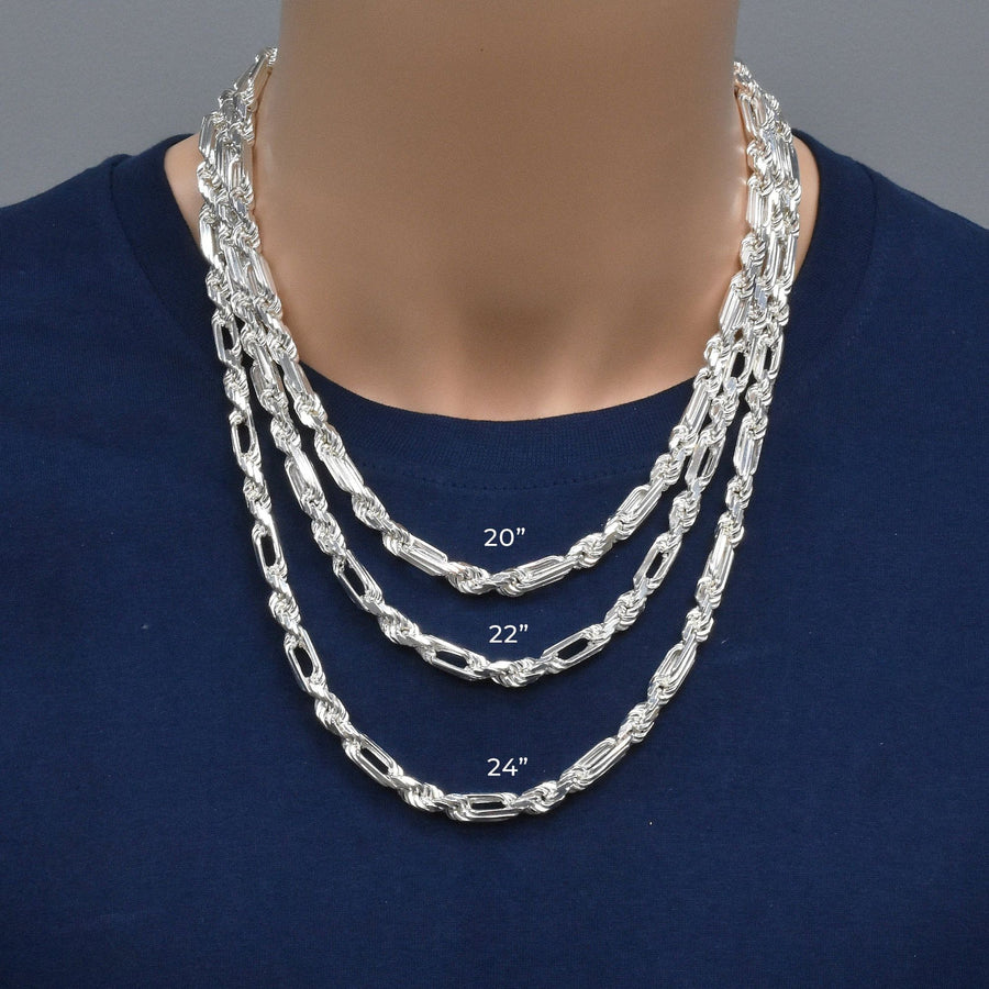 Cadena Figarope de 4,6 mm en Plata 925 – Textura trenzada